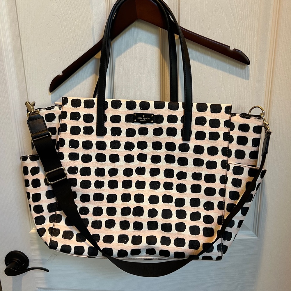 Kate Spade New York Kaylie Large Diaper/Work Pool Bag Pink/Black LIKE NEW